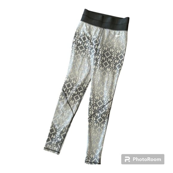 Nike Pro Combat Leggings Hyperwarm Geometric Print Size XS - Picture 2 of 11